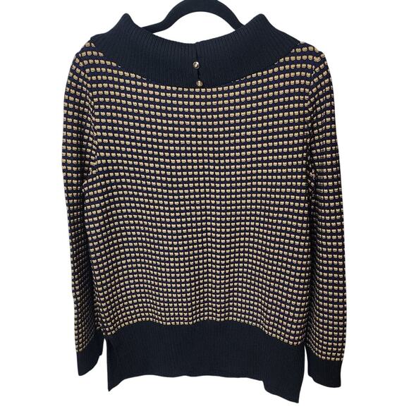 St. John Collection Wide Collar Sweater, Black/Gold/Purple, Size M - Picture 2 of 8